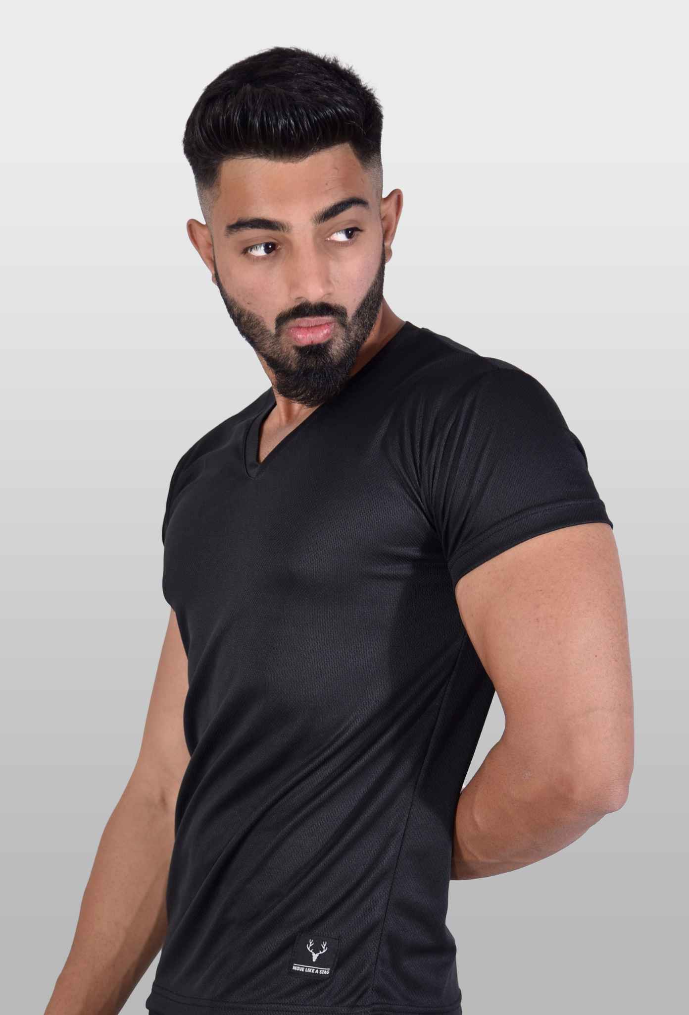 Brute V Neck Tee 1.0 (Black) - Stag Clothing