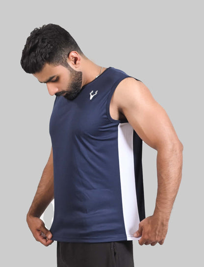 Performance Tanktop (NAVY BLUE & WHITE) - Stag Clothing